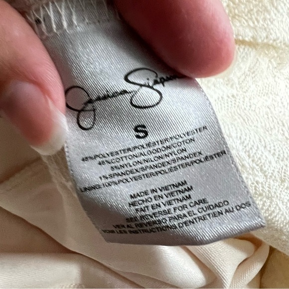 Jessica Simpson Jacquard Skater dress sleeveless Matelasse Antique White Small - Picture 8 of 13